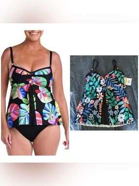 24th & Ocean Standard Flyaway Front Tankini Swimsuit Top, Multi//Seaside Floral